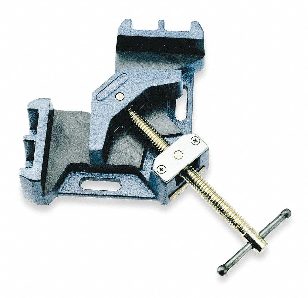 Cast-iron 90-degree angle clamp with copper-plated spindle
