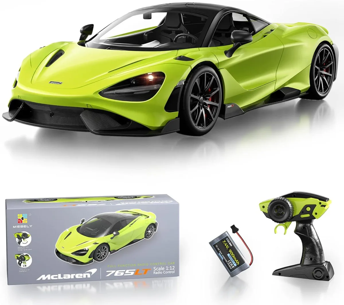 usbroway usbroway McLaren 765LT 1/12 RC Car 7.4V 900mAh 12km/h Green — product photo