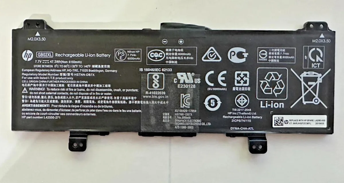 Beisite Beisite GB02XL laptop battery 7.7V 47.3Wh for HP Chromebook X360 11 G2 EE L42550-1C1 HSTNN-IB8W — product photo