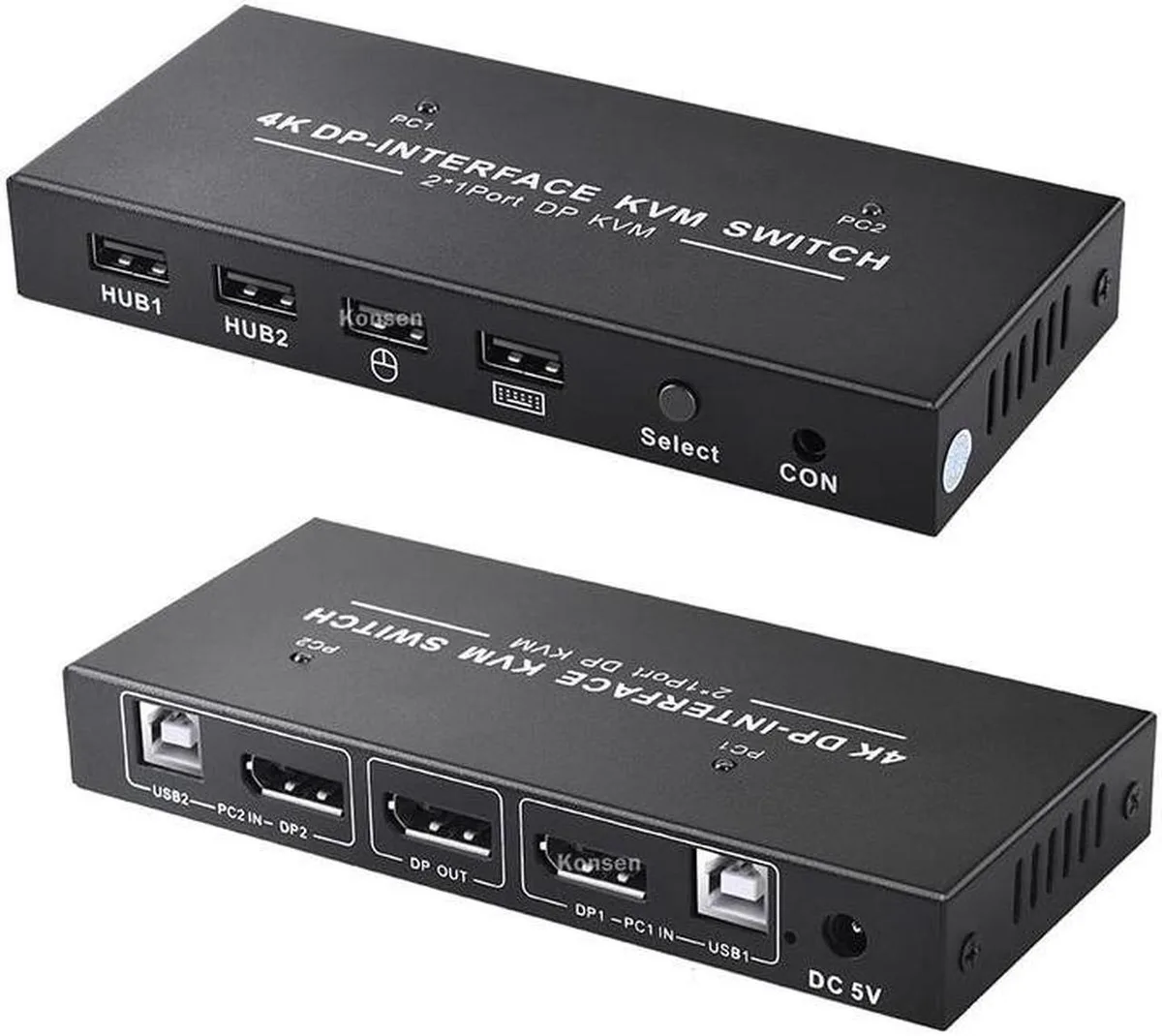 Vszerda Vszerda 2-Port DisplayPort KVM Switch 4K 60Hz 2x1 USB Printer — product photo