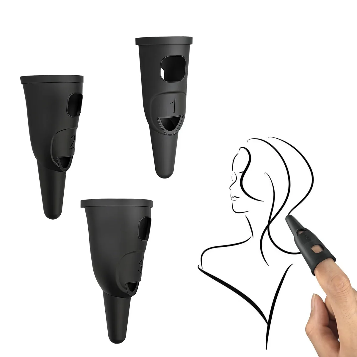 NUTSFLOW Finger Stylus 3 Pack Black — product photo