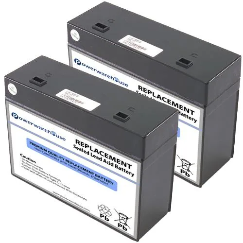 Two sealed 12V lead-acid battery cartridges in a twin pack