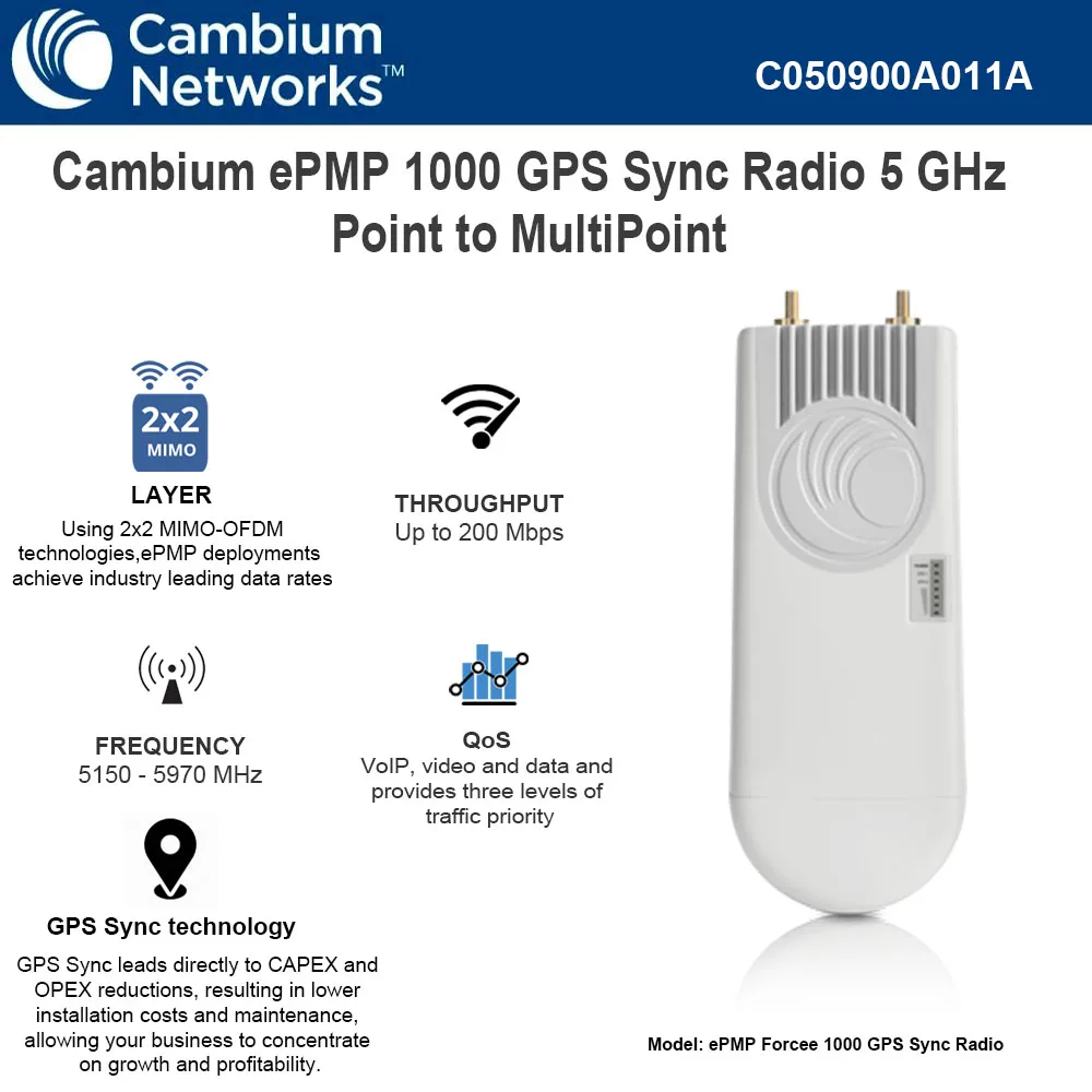 Cambium Networks Cambium Networks ePMP 1000 GPS Sync Radio 2.4/5 GHz access point — product photo