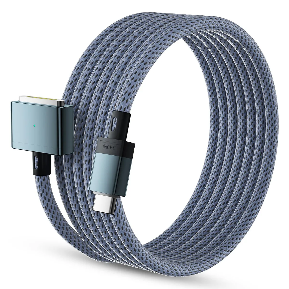 Blue braided USB-C to Magnetic 3 cable, 2 m length, male-to-male connectors