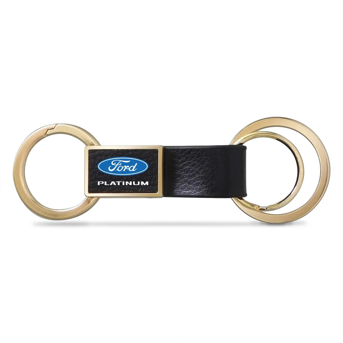 iPick Image, LLC iPick Image, LLC Ford Platinum Black Leather Golden Metal Key Chain — product photo