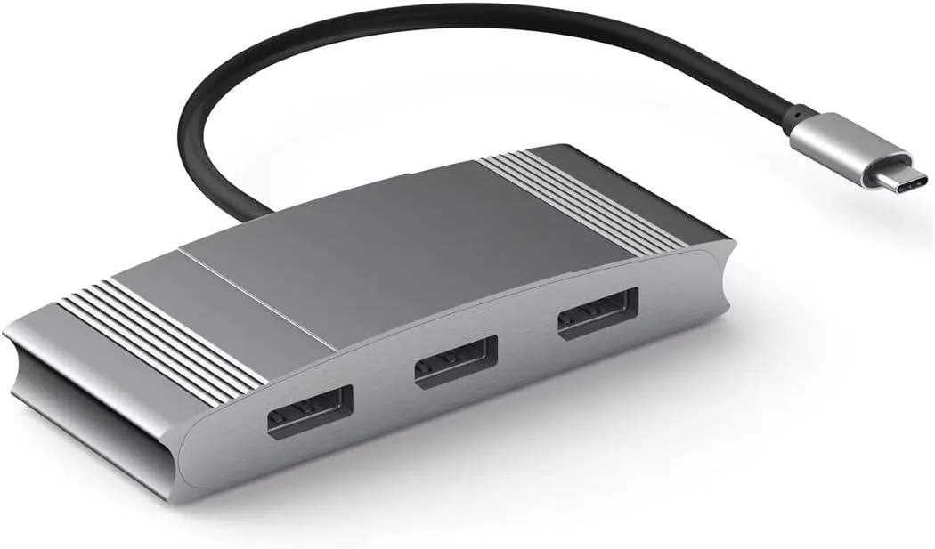 Corn Electronics Corn Electronics USB C to 3 DisplayPort Splitter Gray 4K@60Hz — product photo