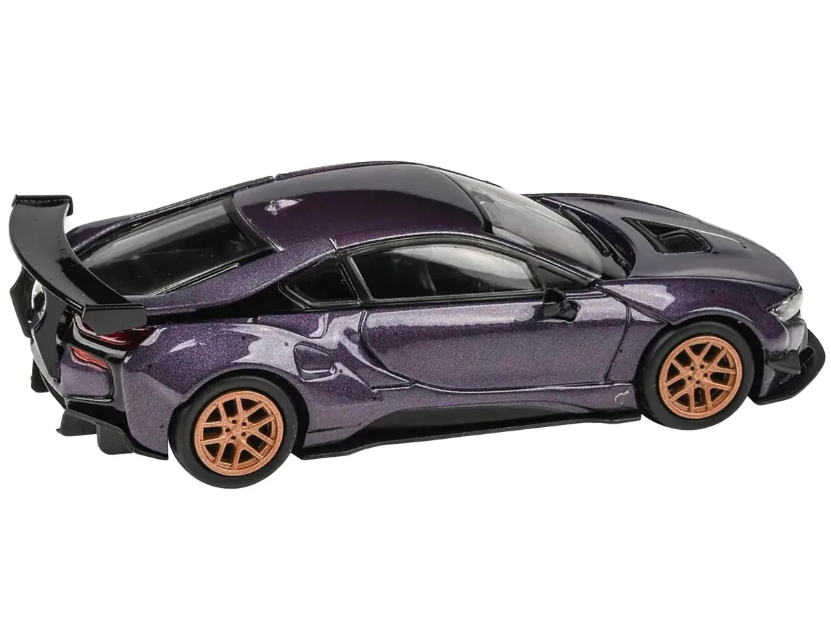 Paragon Paragon BMW i8 Liberty Walk Twilight Purple Metallic Gold Wheels 1/64 Diecast Vehicle — product photo