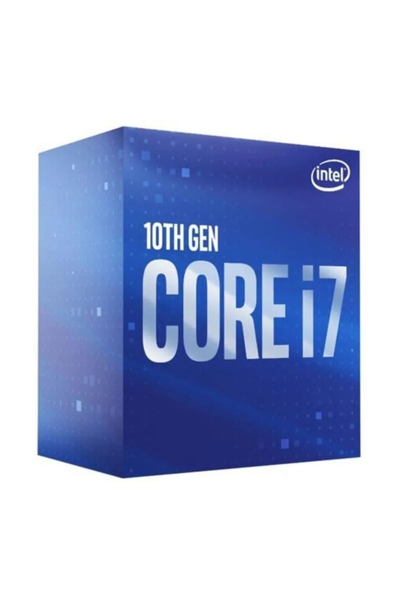 Intel Core i7-10700F desktop processor in retail packaging with included cooler