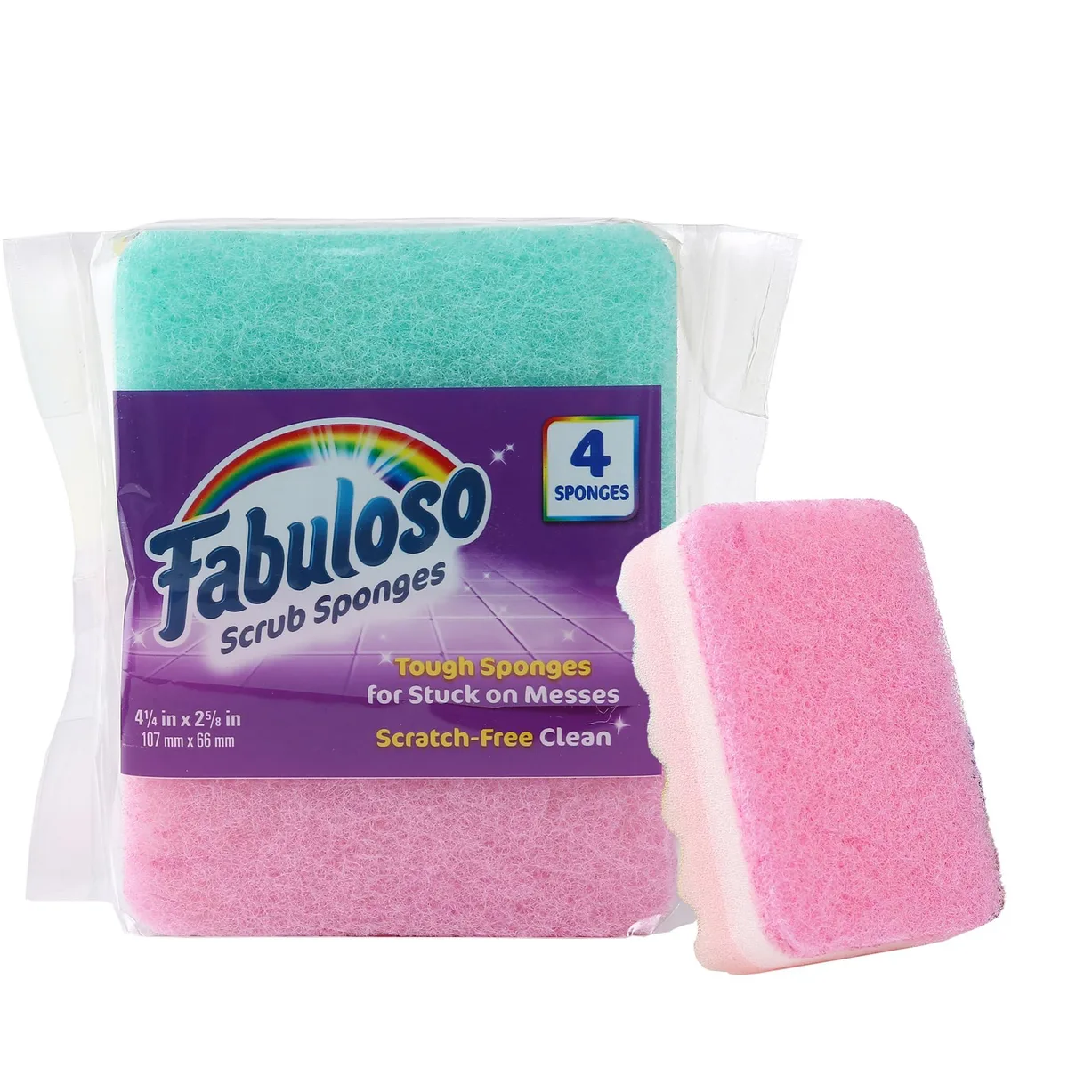  3M Scratch-Free Rainbow Cellulose Scrubber Sponge 4.25 x 2.75 x 1.25 in 4 Count — product photo
