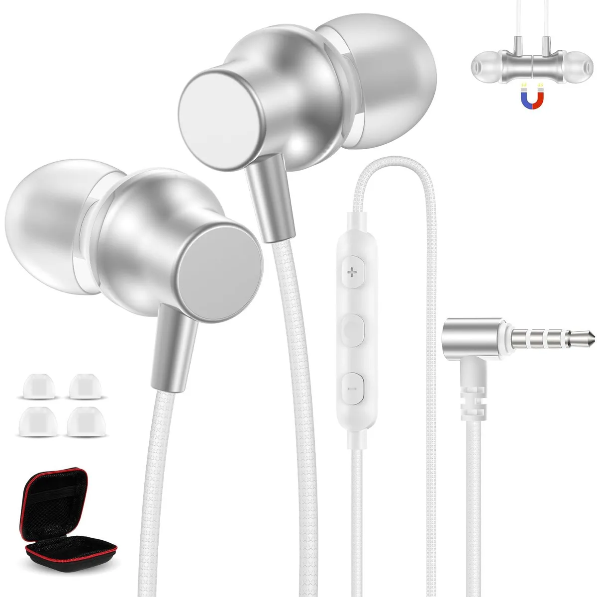 No Sew No Sew AIAUXAI 3.5mm Wired Earbuds with Mic White — product photo