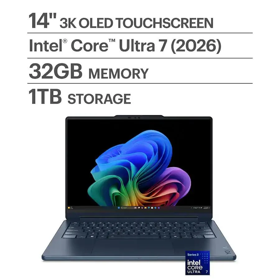 Lenovo Lenovo Yoga 9i 2-in-1 Aura Edition 14" 3K OLED Touchscreen laptop Core Ultra 7 355 32GB 1TB Cosmic Blue — product photo