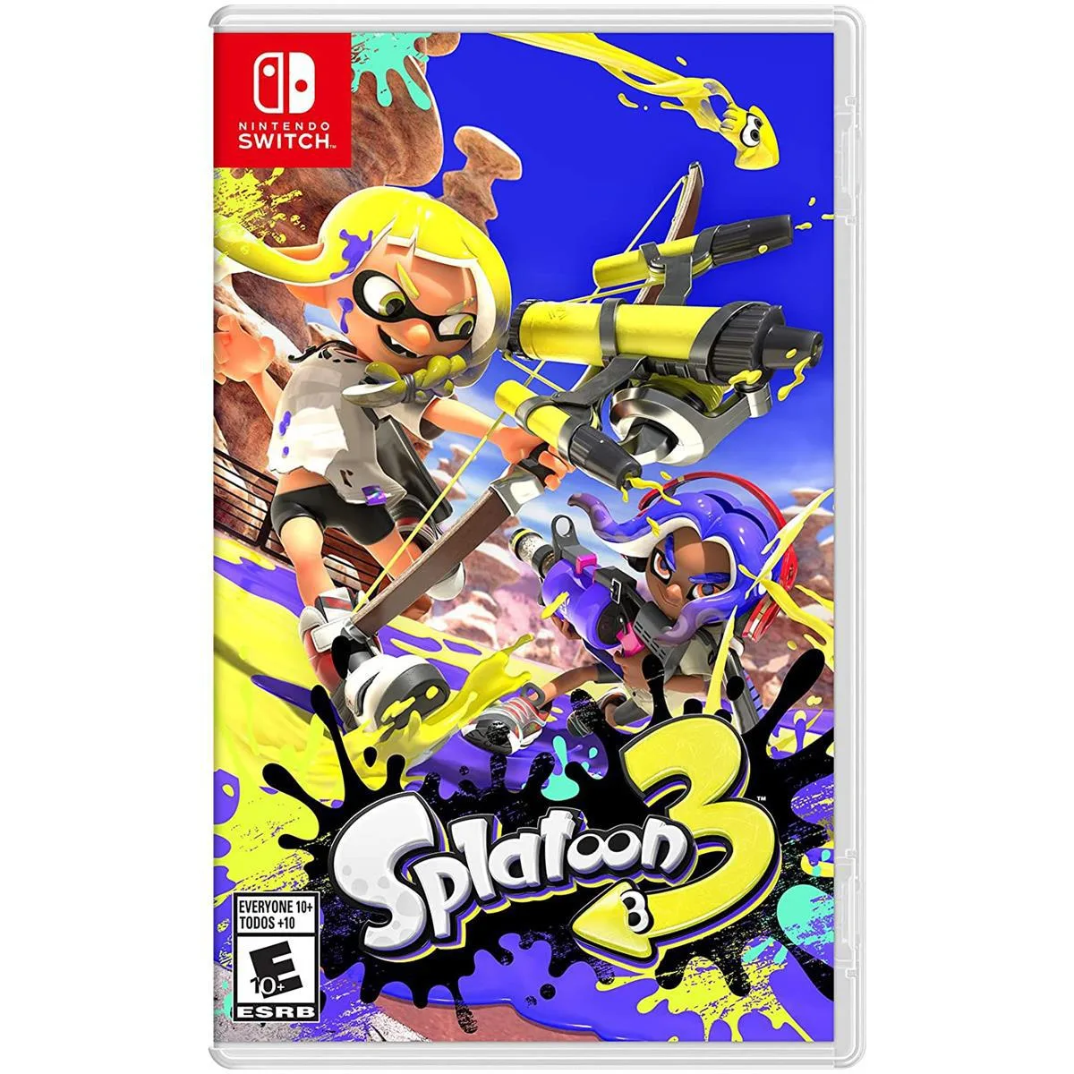 Nintendo Switch game card in red case with Splatoon 3 artwork