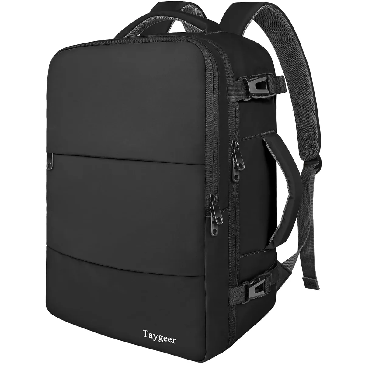 Black 35l travel backpack with 15.6in laptop compartment