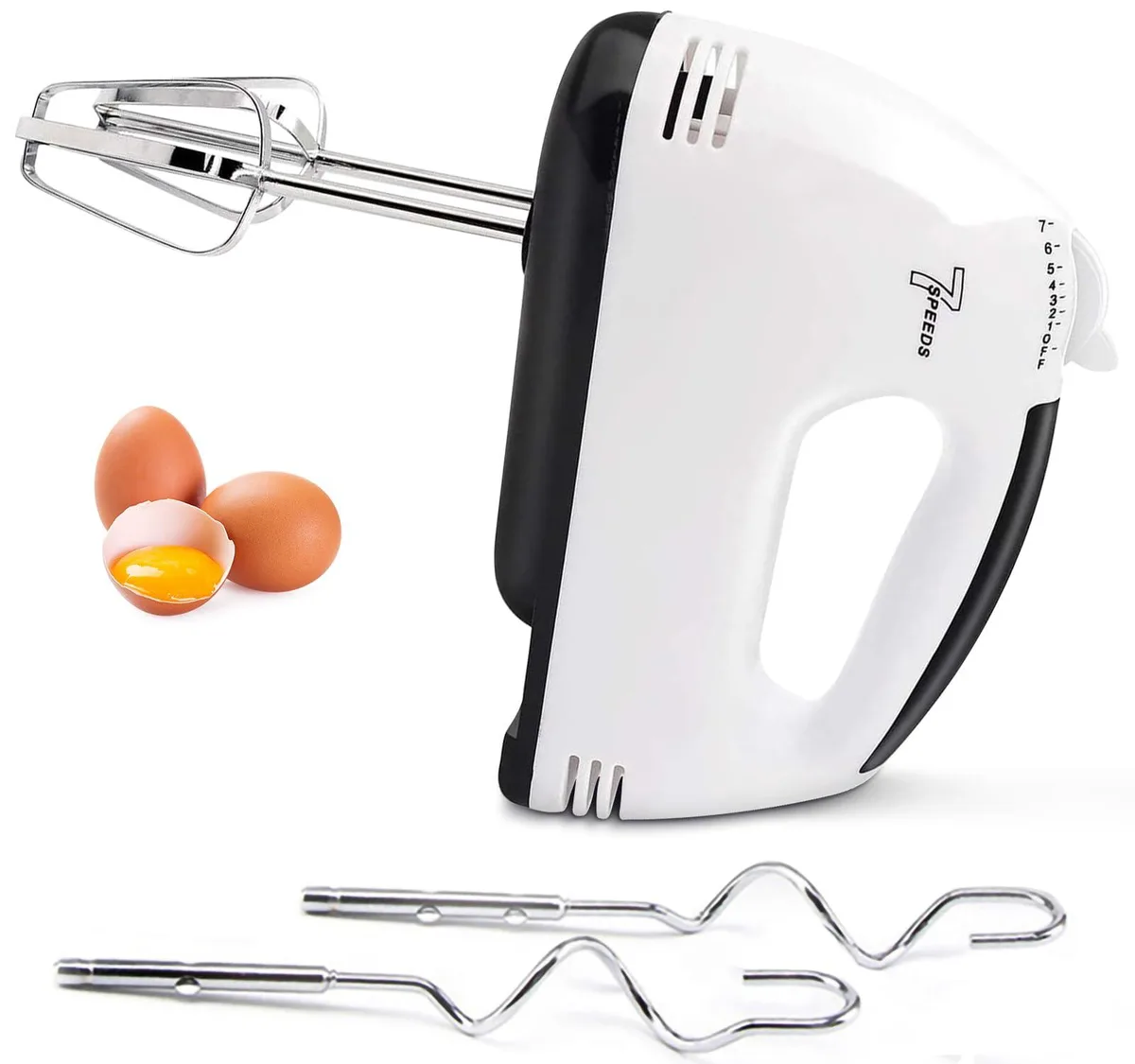  Electric Hand Mixer 180W 7-Speed Off-White 5 Accessories — product photo