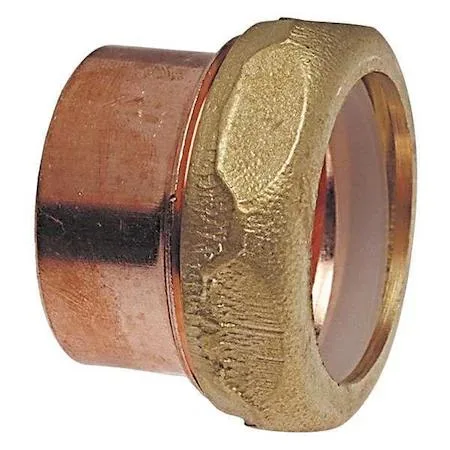 Straight copper sweat adapter with smooth metallic finish