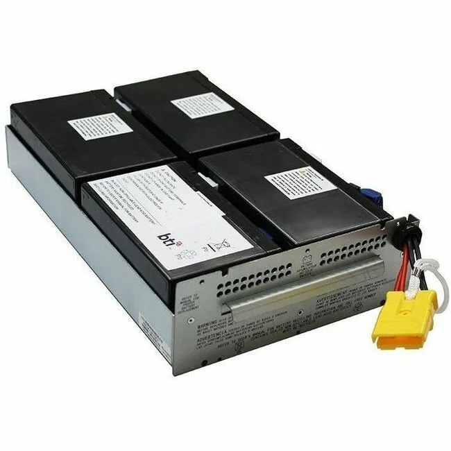 Rectangular 12V lead-acid UPS battery pack, four cells, matte black casing
