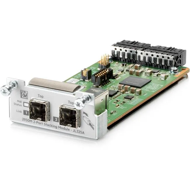 Small rectangular network stacking module with two front ports and a matte silver finish
