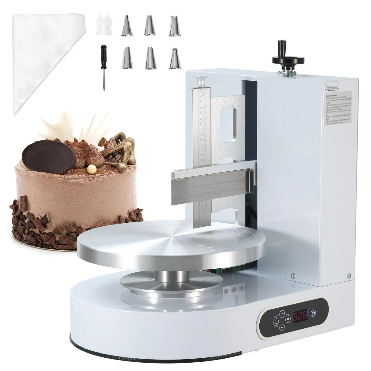 VEVOR VEVOR Cake Decorating Machine 4–12″ 25–320 RPM White — product photo