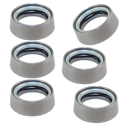 Six satin-chrome aluminium cylinder collar guards with springs and washers