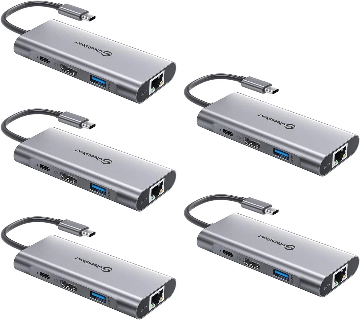 MCHOSE MCHOSE USB C Hub 5 Packs 6 in 1 Adapter Gigabit Ethernet 100W PD 4K HDMI USB 3.0 — product photo