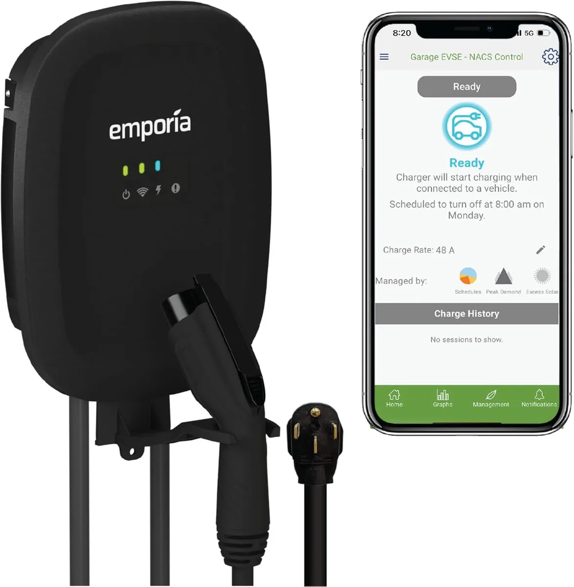 WUQ WUQ Level 2 EV Charger NEMA 14-50 48A 24ft White — product photo