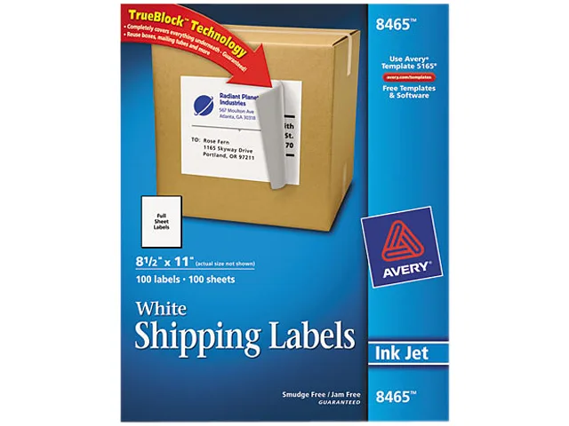Avery Avery 8465 White Shipping Labels 100 Box — product photo