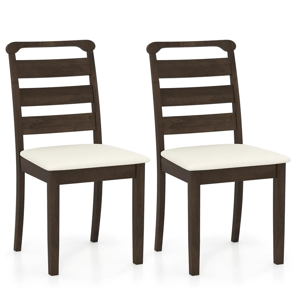 SlickBlue SlickBlue Walnut/White Upholstered Dining Chair Set of 2 — product photo