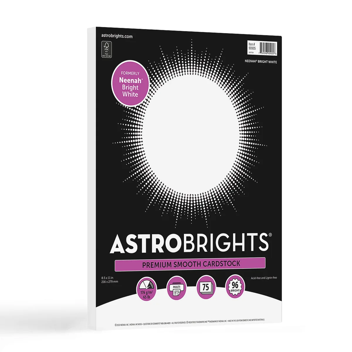 White cardstock pack 75 sheets 65 lb smooth finish 8.5 x 11 inches