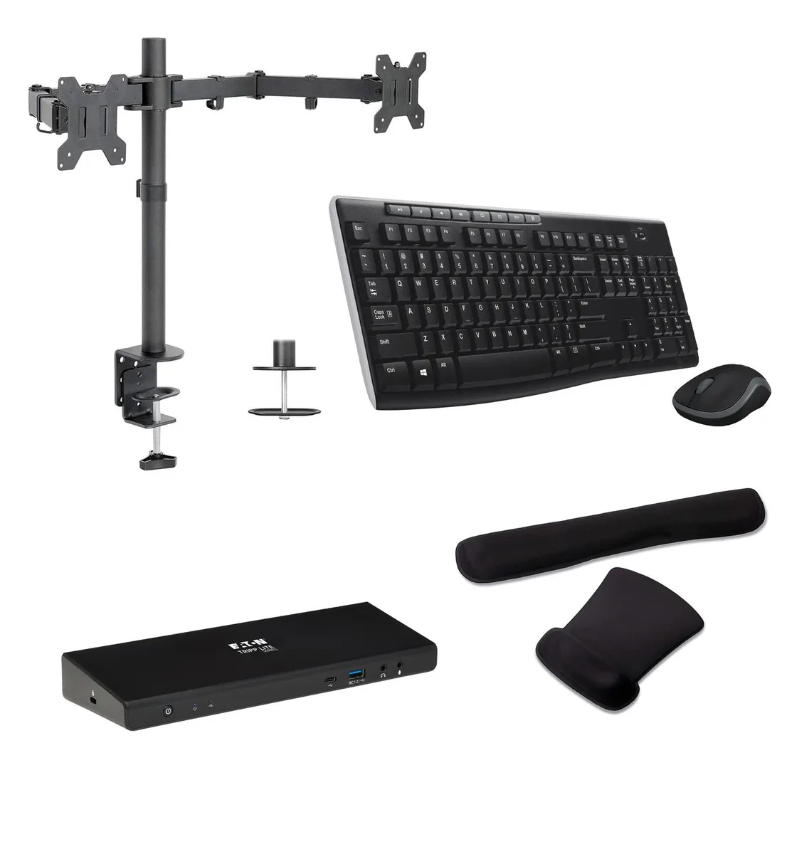 Tripp Lite Tripp Lite USB-C Dock Bundle 85W Dual 4K 5K Stand MK270 Gel Rest — product photo