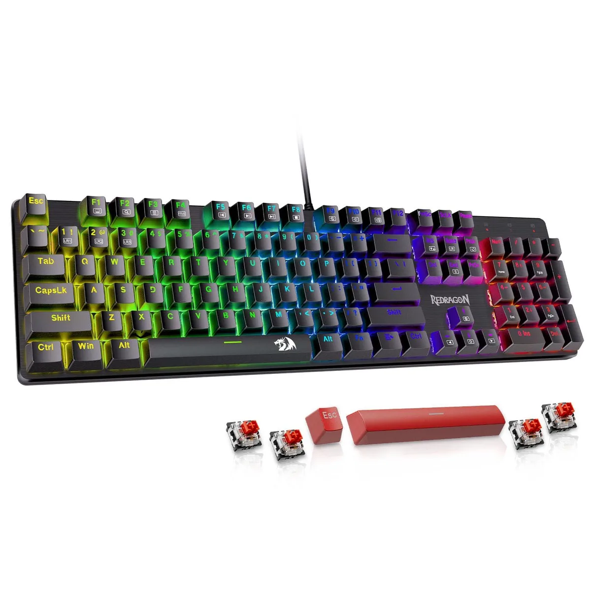  Redragon K671 Mechanical Gaming Keyboard, Hot-Swappable Red Switch, 11 RGB Modes, Double-Shot PBT Keycaps — product photo