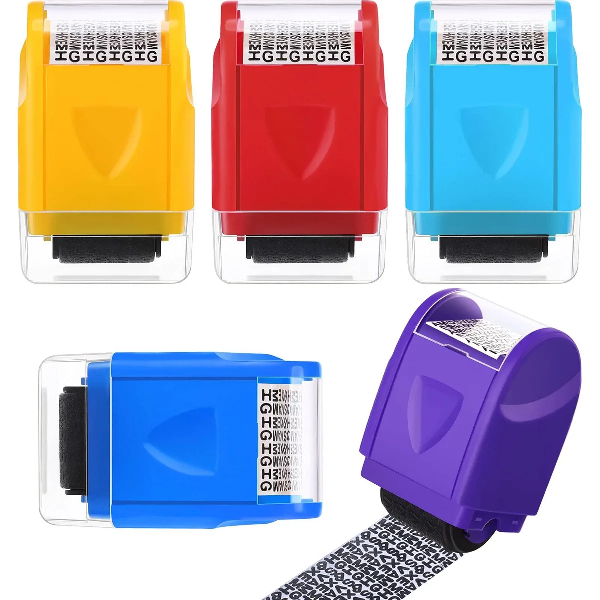  CHICOPEE Identity Theft Protection Roller Stamp 5 Pack Multi Colors — product photo