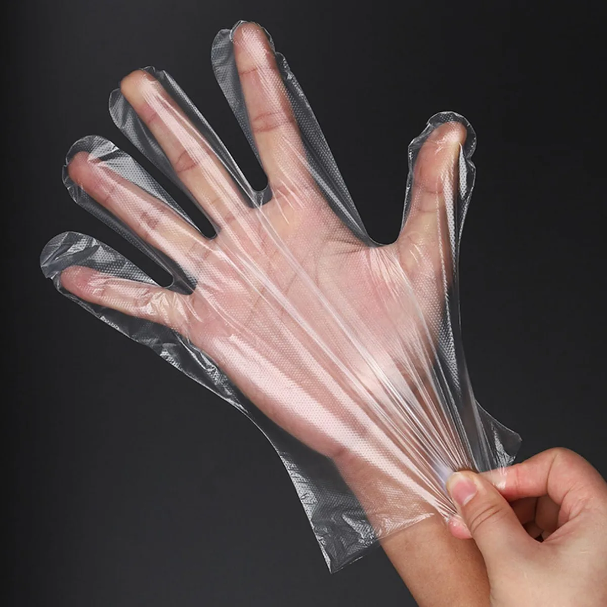 Box of 400 clear disposable polyethylene gloves