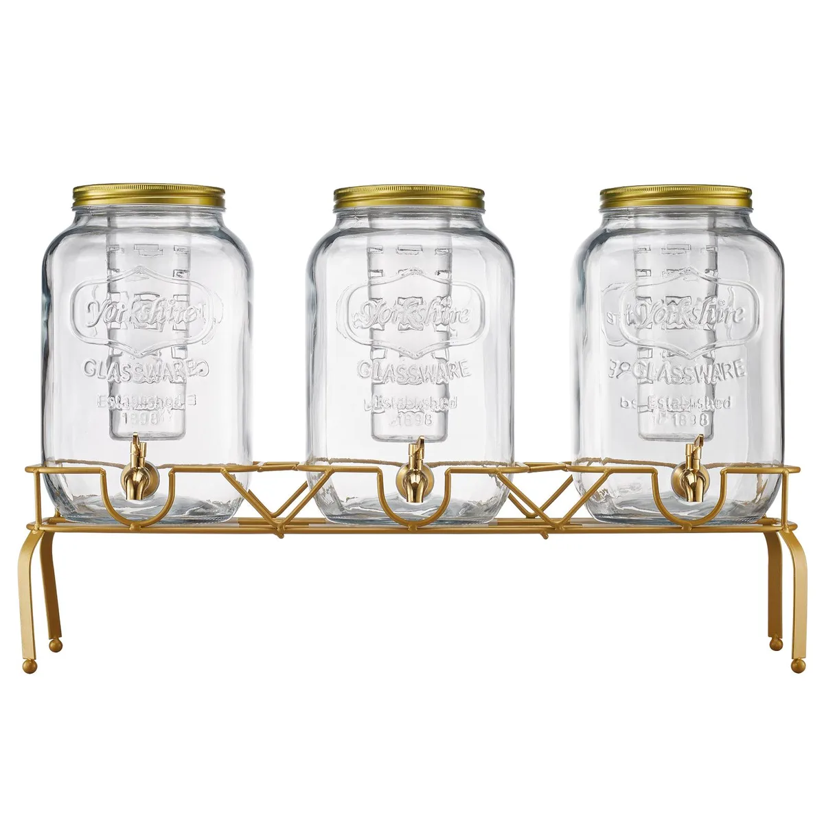 VEVOR VEVOR 3-Pack 2 Gallon Glass Beverage Dispenser with Metal Stand — product photo