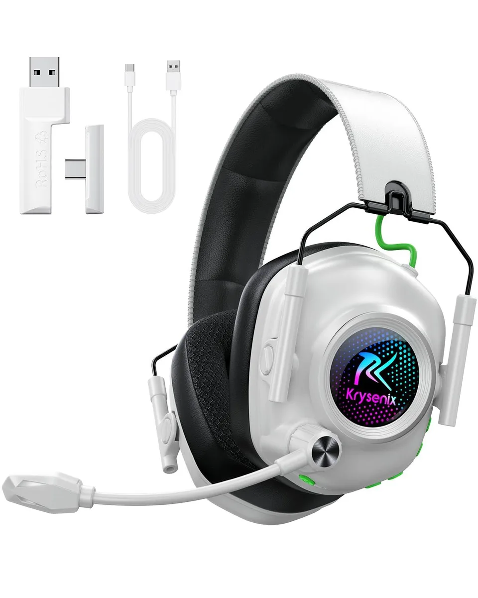  Krysenix KGH2 Wireless Gaming Headset White 2.4GHz Bluetooth 50h — product photo