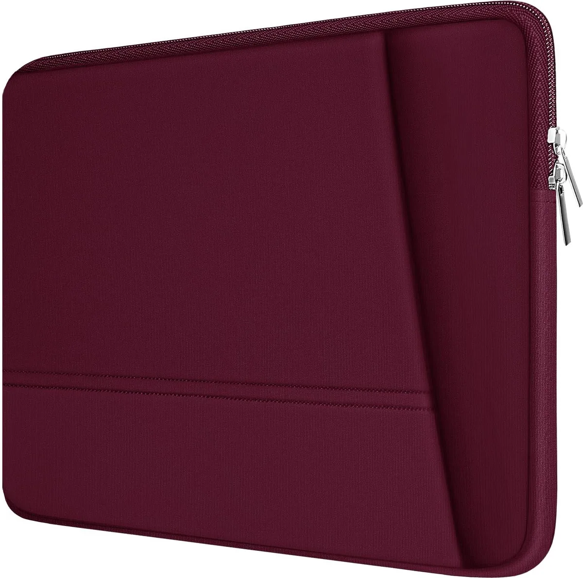 Black 15.6 inch laptop sleeve with front pocket and zipper closure