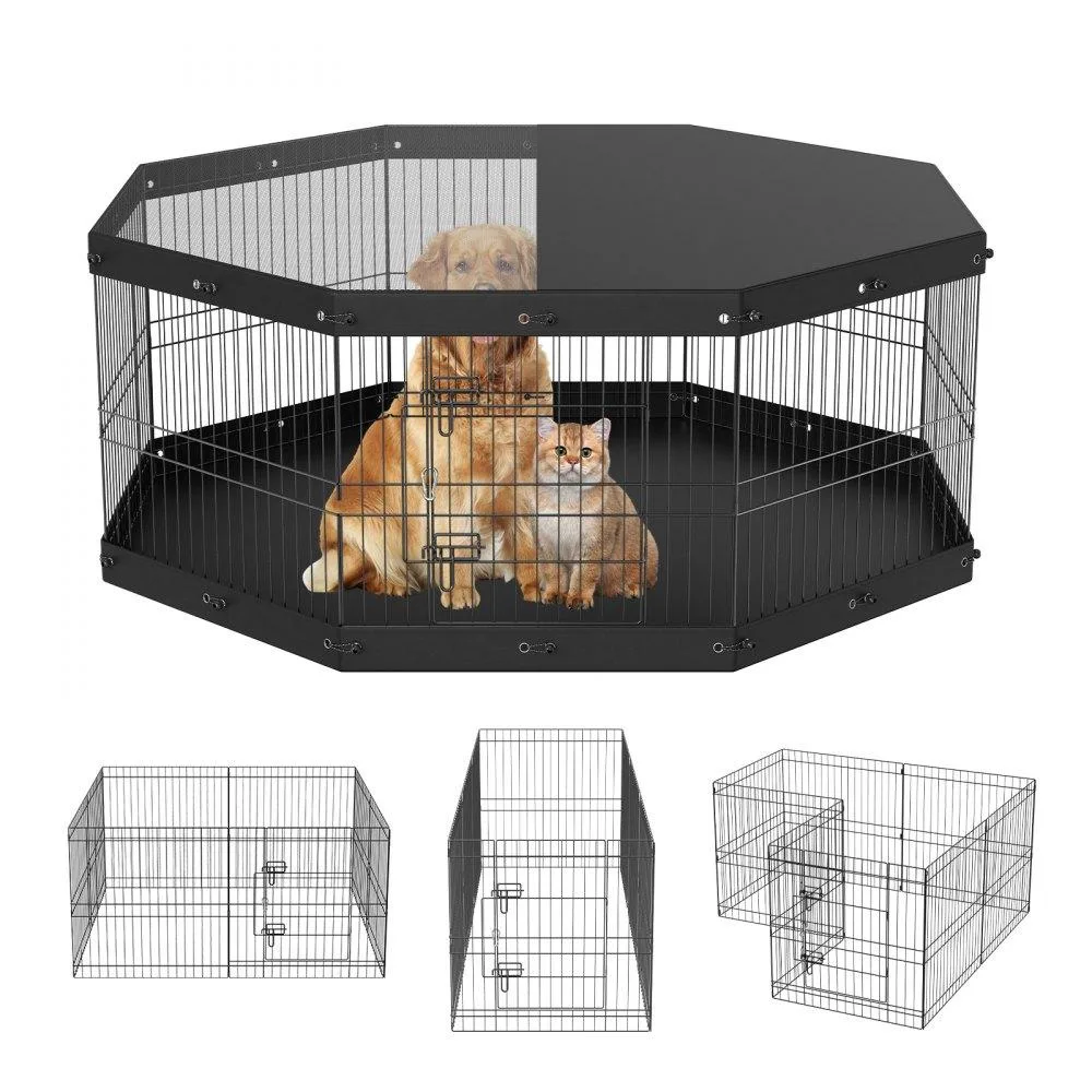VEVOR VEVOR Dog Playpen 8 Panels 24" H with Top Cover Bottom Pad specialty appliance — product photo