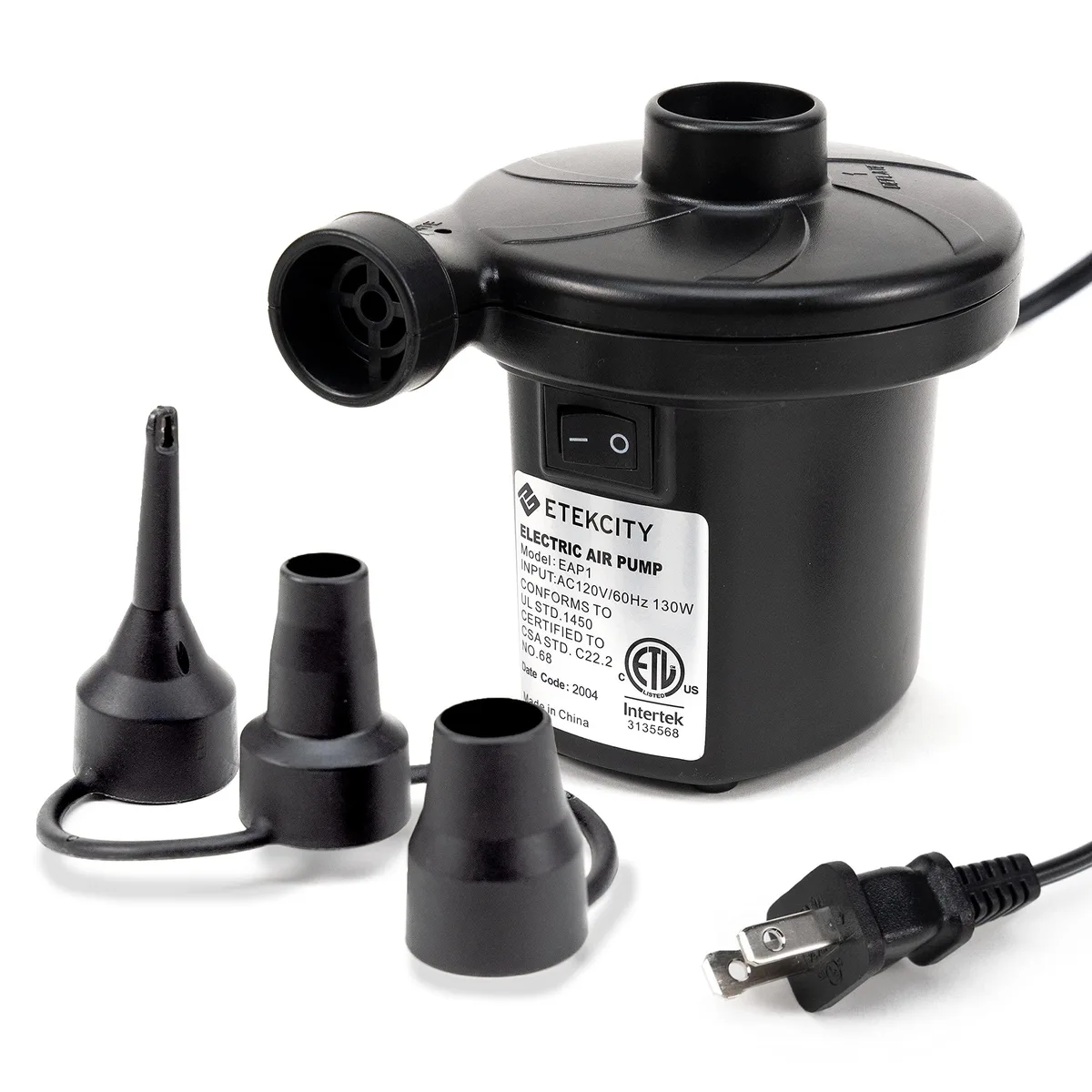  Etekcity EAP1-AC air compressor 130 W 0.55 PSI 3 nozzles 110-120 V grey — product photo