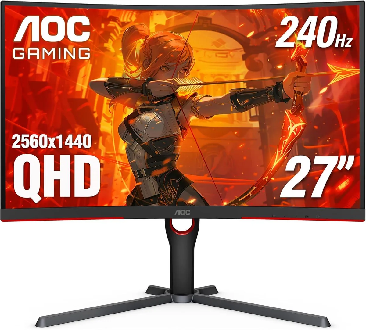 AOC Monitors AOC Monitors CQ27G4H 27" Curved Gaming Monitor QHD 180Hz 1500R VA 0.5ms FreeSync Premium Height Adjustable — product photo