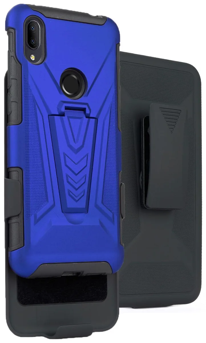 Nakedcellphone Nakedcellphone Blue Rugged Kickstand Case + Belt Clip Holster for Lively Jitterbug Smart 3 — product photo