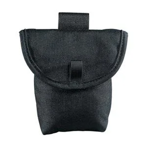 Black nylon tool pouch with hook-and-loop closure and belt slot