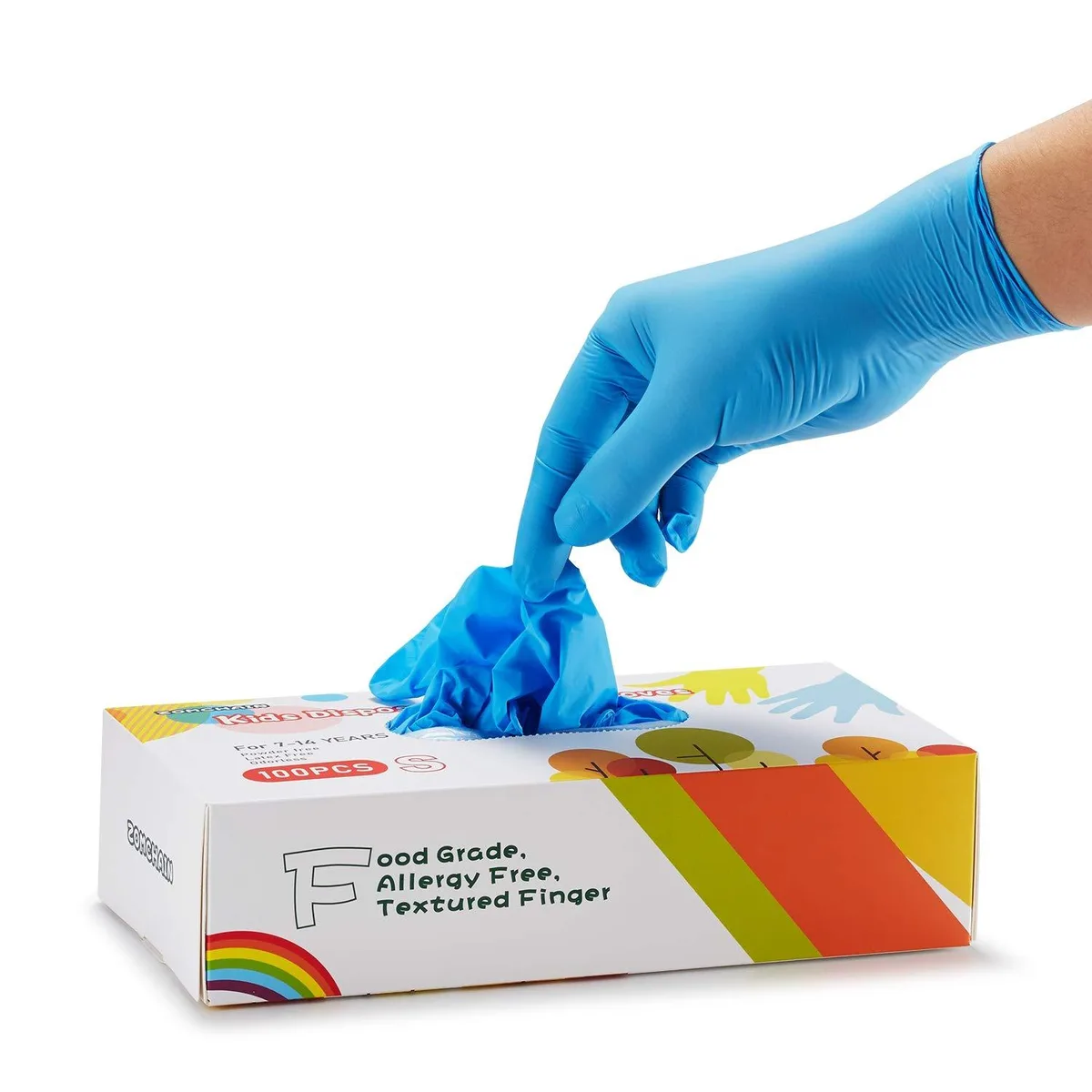  Vibe Kids Disposable Nitrile Gloves 7-14 Years 100 PCS Blue — product photo