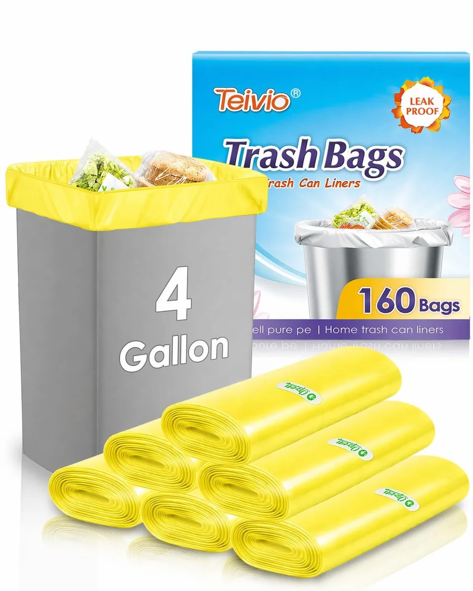 Teivio 160-4Gallon 160 Count 4 Gallon Yellow Garbage Bags — product photo
