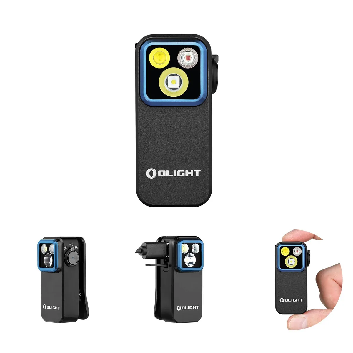 Small black rectangular clip-on flashlight with magnetic base and USB-C port