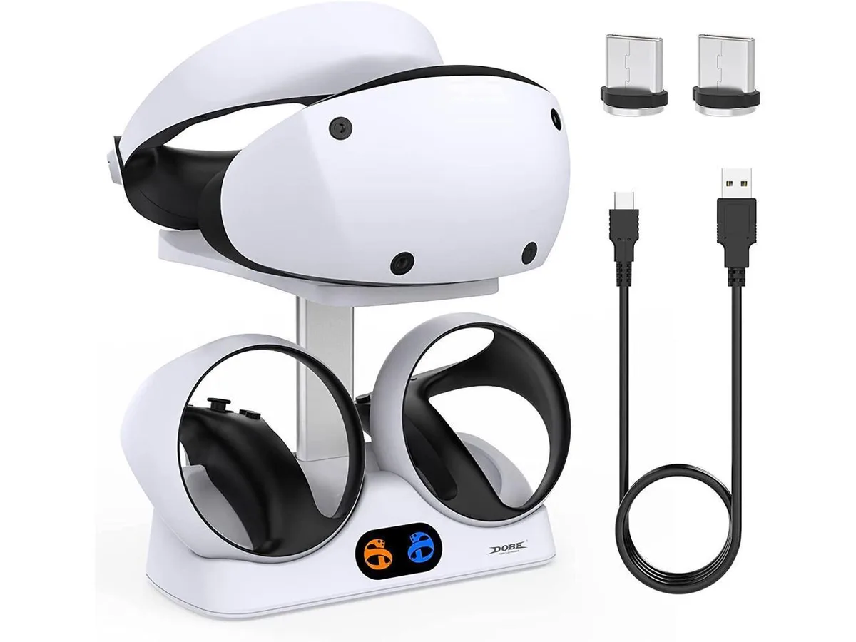 BONAEVER BONAEVER Dual Charging Stand PSVR2 PS5 Controller Station Headset USB-C Cable — product photo