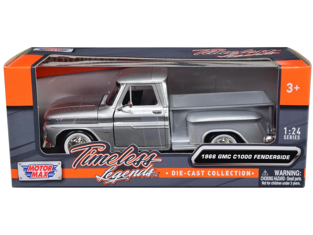 MOTORMAX MOTORMAX 1966 GMC C1000 Fenderside Pickup 1/24 Silver Metallic Timeless Legends hobby collectible — product photo
