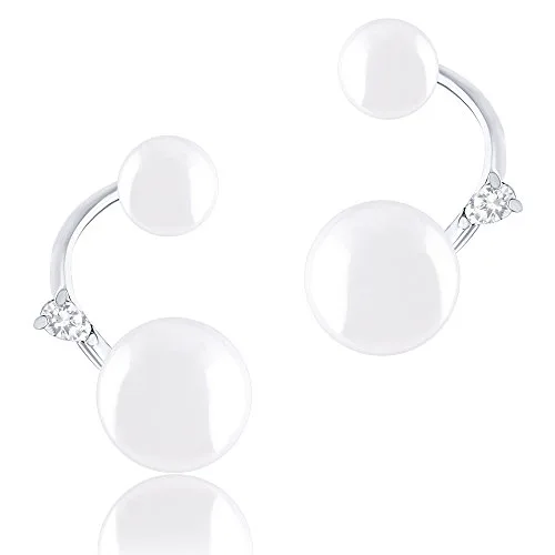 ORROUS &amp; CO ORROUS &amp; CO Legacy Collection 18K White Gold Plated Pearl Cubic Zirconia Earrings 8.5-9mm 5-5.5mm — product photo