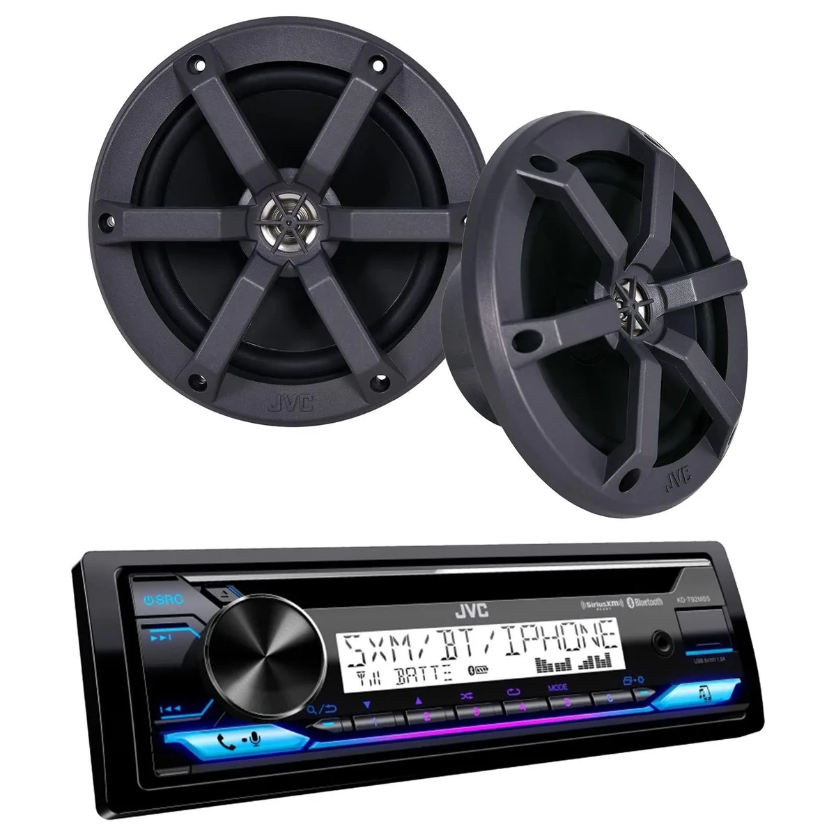 JVC JVC KD-T92MBS receiver + CS-MS620 6.5 inch speakers package — product photo