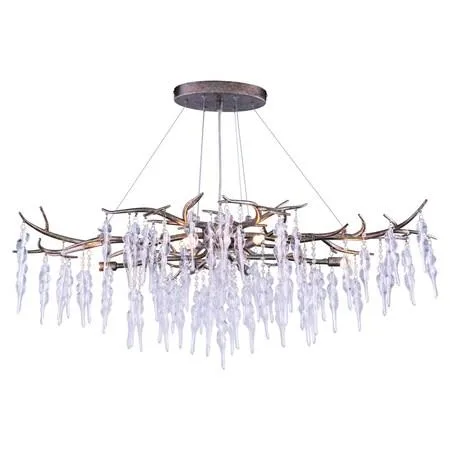 Vaxcel Vaxcel Rainier 6-light linear chandelier H0231 40in silver mist — product photo