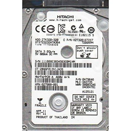 HGST HGST Travelstar Z7K320 320 GB 7200 RPM 16 MB 7 mm 2.5 laptop hard drive — product photo