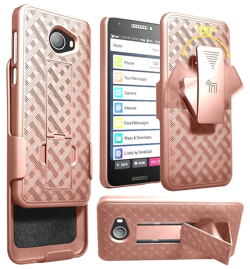 Nakedcellphone Nakedcellphone Kickstand Case + Belt Clip Holster Combo Rose Gold for GreatCall Jitterbug Smart2 5049SJBS2 — product photo